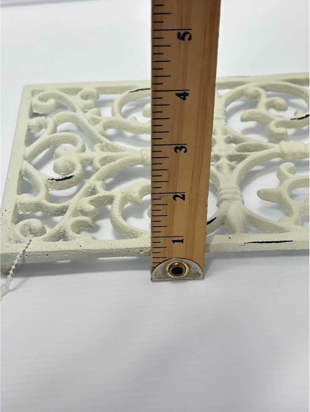Vintage White Cast Iron Decorative Pot Holder Ornate Scrollwork Decor